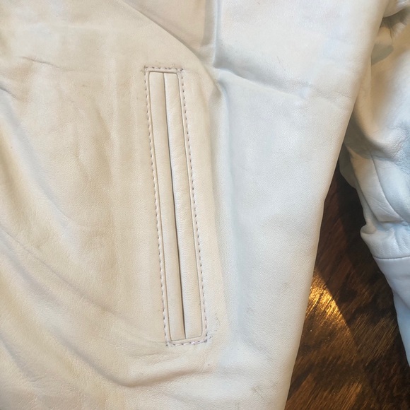 NWT | Vintage Genuine White Leather Bomber Jacket - Picture 8 of 15